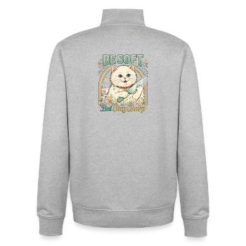 Be Soft Stay Sharp Katze Katzenmama sarkastisch - Unisex Organic Zip Sweatshirt von Stanley/Stella - Grau meliert - Hinten - AI Model Male 185 light (185cm)