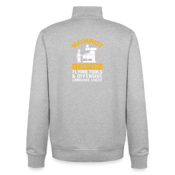 CNC Machinists Cutting Machine Operators Turners Milling Cutters - Unisex Organic Zip Sweatshirt by Stanley/Stella - heather grey - Back - AI Model Male 185 light (185cm)