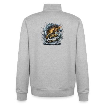 Carp Hunter Splash – Karpfenfischer-Shirt - Unisex Organic Zip Sweatshirt von Stanley/Stella - Grau meliert - Hinten - AI Model Male 185 light (185cm)