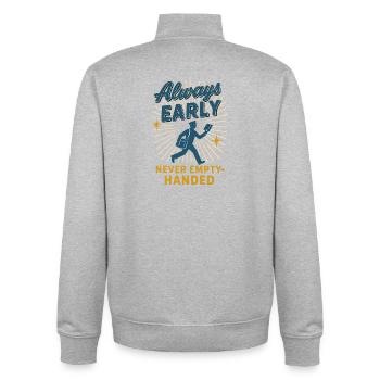 Always there early | Postman Deliverer Humor - Unisex Organic Zip Sweatshirt by Stanley/Stella - heather grey - Back - AI Model Male 185 light (185cm)
