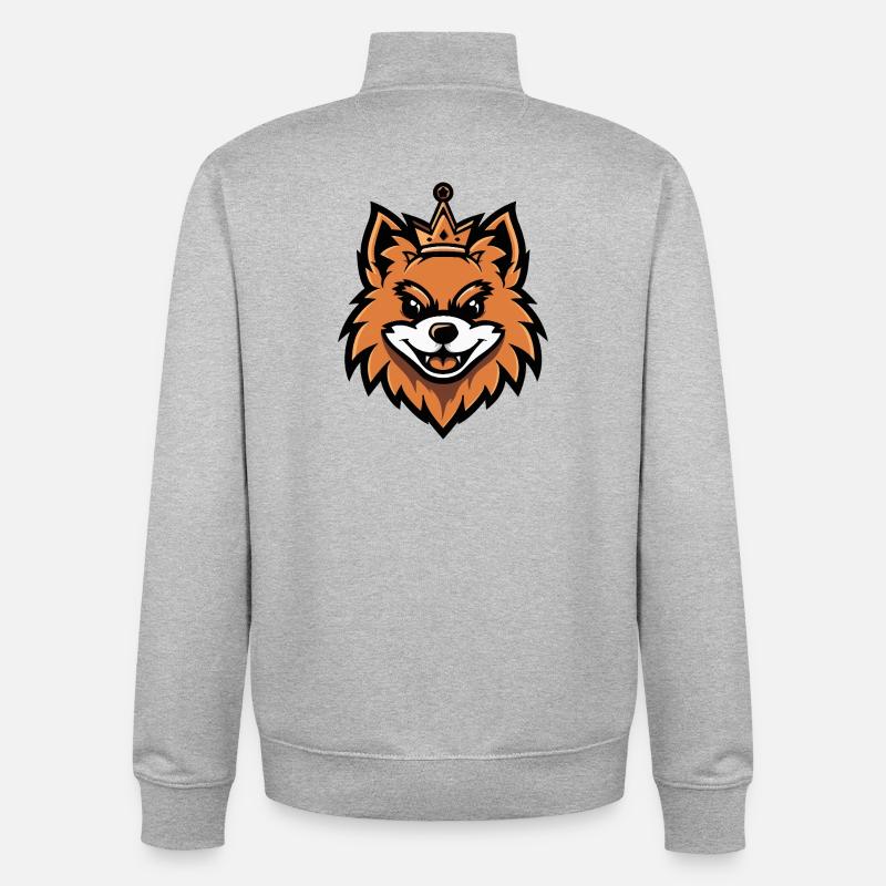 Couronne de chien de Poméranie - Sweat zippé unisexe en coton bio Stanley/Stella - gris chiné