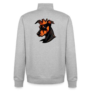 Doberman Hund Krone - Unisex Organic Zip Sweatshirt von Stanley/Stella - Grau meliert - Hinten - AI Model Male 185 light (185cm)