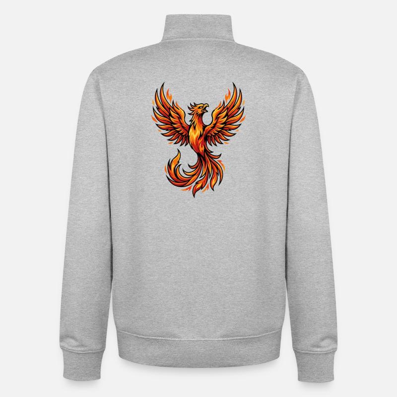 Mascotte Majestic Fire Phoenix Art Montant - Sweat zippé unisexe en coton bio Stanley/Stella - gris chiné