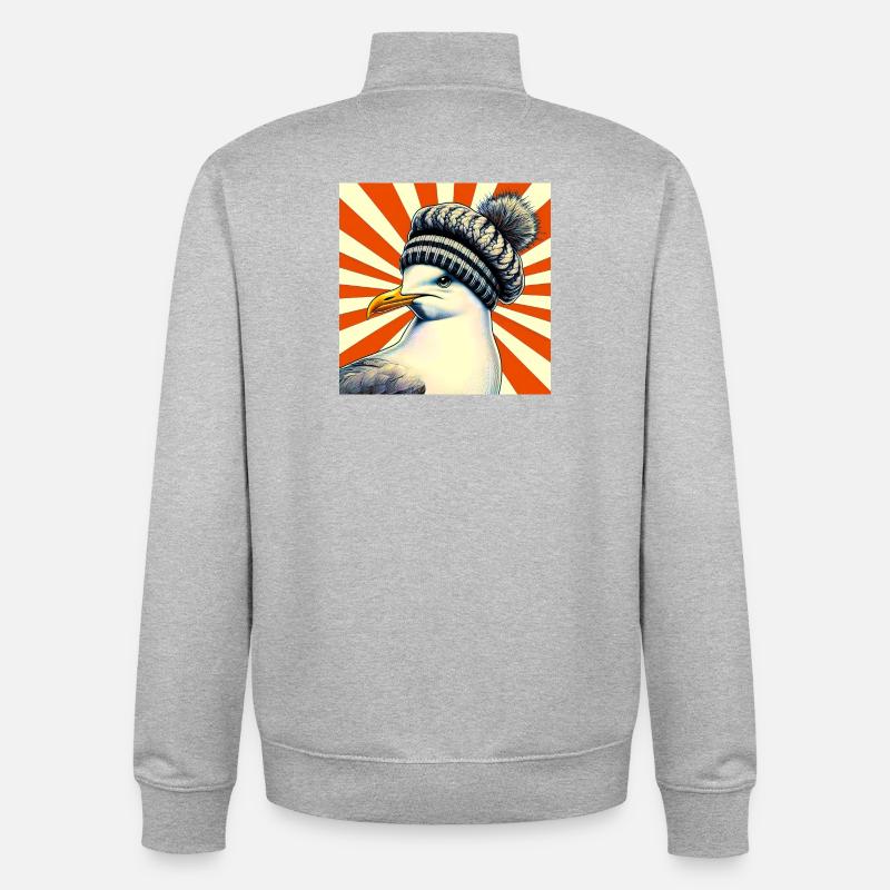 mouette - Sweat zippé unisexe en coton bio Stanley/Stella - gris chiné