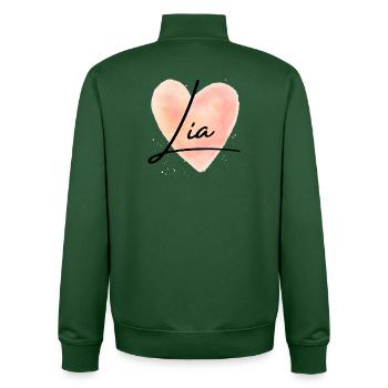 Lia Nom pour le prénom de fille Baby Girl Baby Shower - Sweat zippé unisexe en coton bio Stanley/Stella - vert bouteille - Dos - AI Model Male 185 dark (185cm)