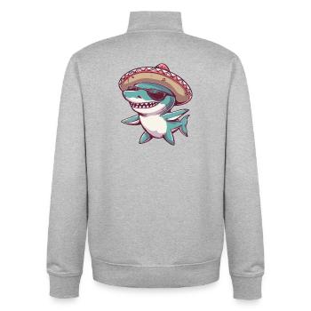 Hai Comic Lustig Sombrero - Unisex Organic Zip Sweatshirt von Stanley/Stella - Grau meliert - Hinten - AI Model Male 185 light (185cm)