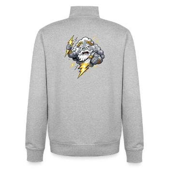 Donnergott Blitz Wolke Gewitter Comic Motiv - Unisex Organic Zip Sweatshirt von Stanley/Stella - Grau meliert - Hinten - AI Model Male 185 light (185cm)
