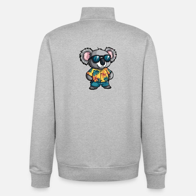 Koala Comic Urlaub - Unisex Organic Zip Sweatshirt von Stanley/Stella - Grau meliert