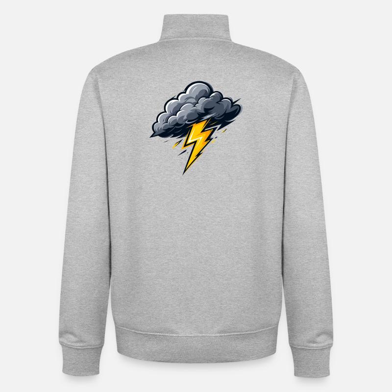 Nuage, Éclairs, Orage, Motif météo - Sweat zippé unisexe en coton bio Stanley/Stella - gris chiné