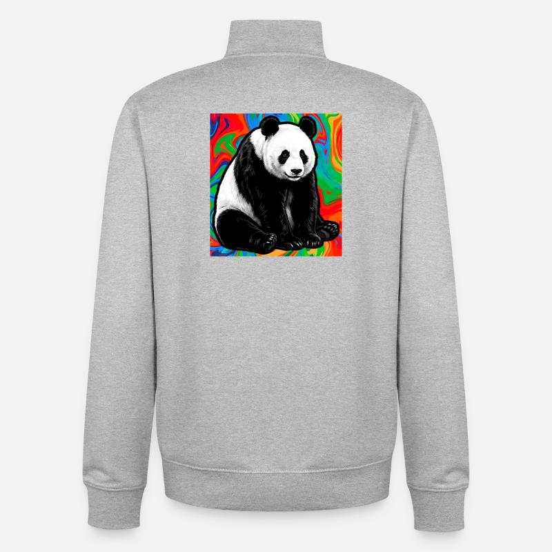 panda - Unisex Organic Zip Sweatshirt by Stanley/Stella - heather grey