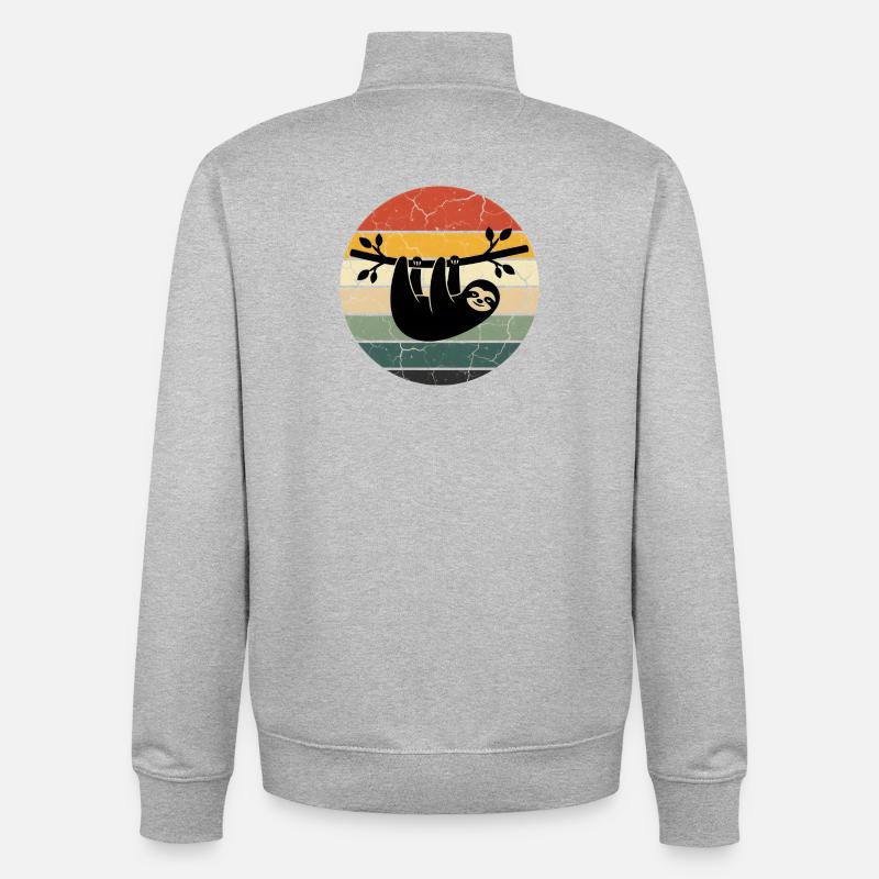 Sloth Gift Retro Design Sunset - Unisex Organic Zip Sweatshirt von Stanley/Stella - Grau meliert