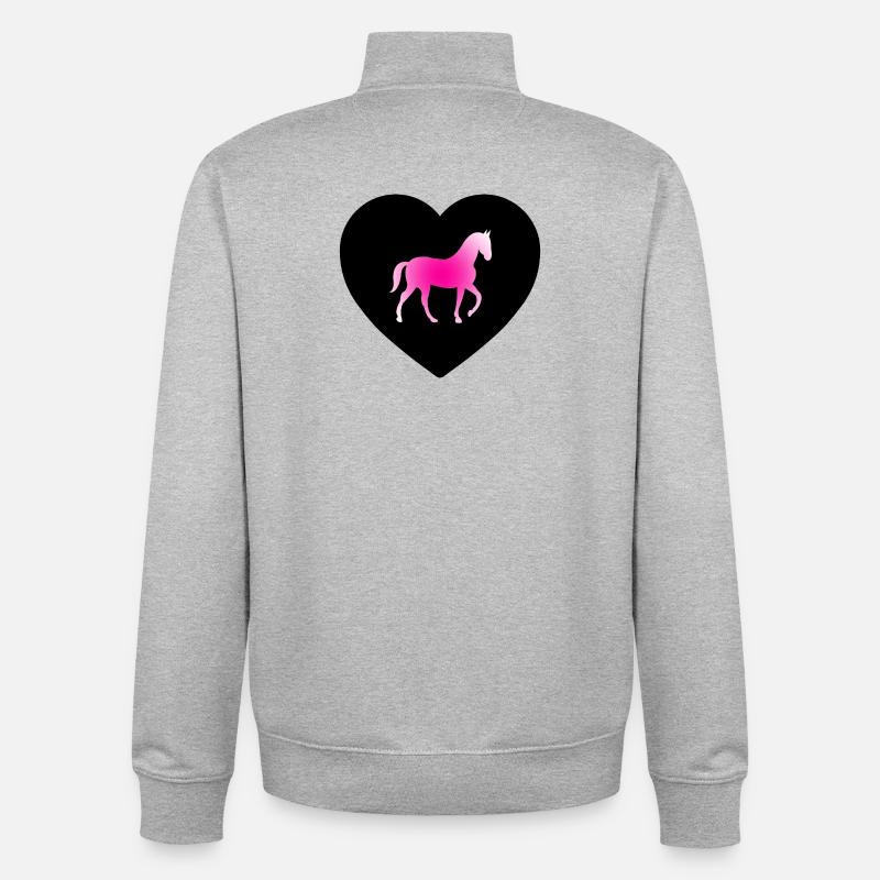 Chevaux - Sweat zippé unisexe en coton bio Stanley/Stella - gris chiné