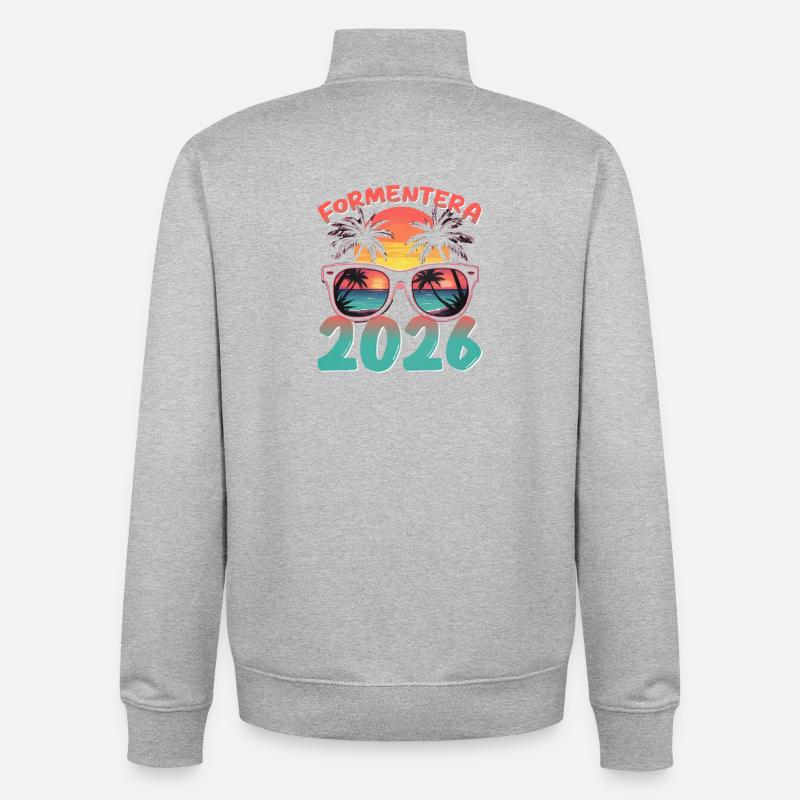 Formentera 2026 - Sweat zippé unisexe en coton bio Stanley/Stella - gris chiné