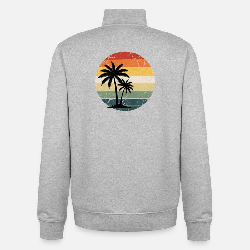 tropicale de vacances à la plage - Sweat zippé unisexe en coton bio Stanley/Stella - gris chiné