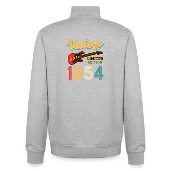 Art Vintage 1954 Guitare électrique Édition Limitée - Sweat zippé unisexe en coton bio Stanley/Stella - gris chiné - Dos - AI Model Male 185 light (185cm)