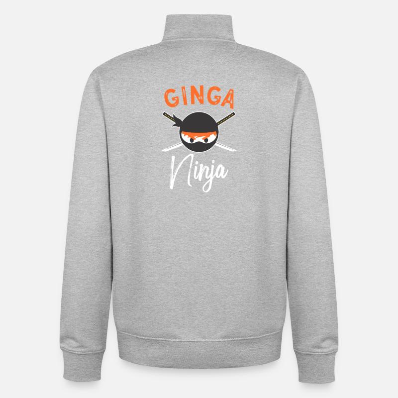Ginga Ninja Emblem - Unisex Organic Zip Sweatshirt von Stanley/Stella - Grau meliert