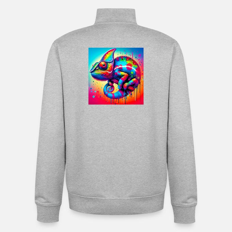 chameleon - Unisex Organic Zip Sweatshirt by Stanley/Stella - heather grey