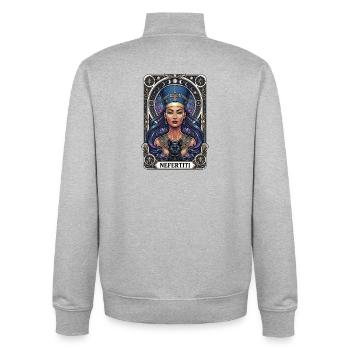 Tarotkarte der Nofretete - Unisex Organic Zip Sweatshirt von Stanley/Stella - Grau meliert - Hinten - AI Model Male 185 light (185cm)