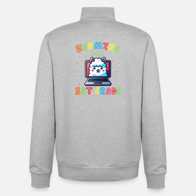 Lama Code Arc-en-Ciel Numérique - Sweat zippé unisexe en coton bio Stanley/Stella - gris chiné