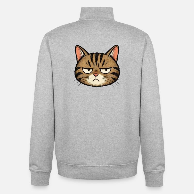 Dessin animé Grim Cat - Sweat zippé unisexe en coton bio Stanley/Stella - gris chiné