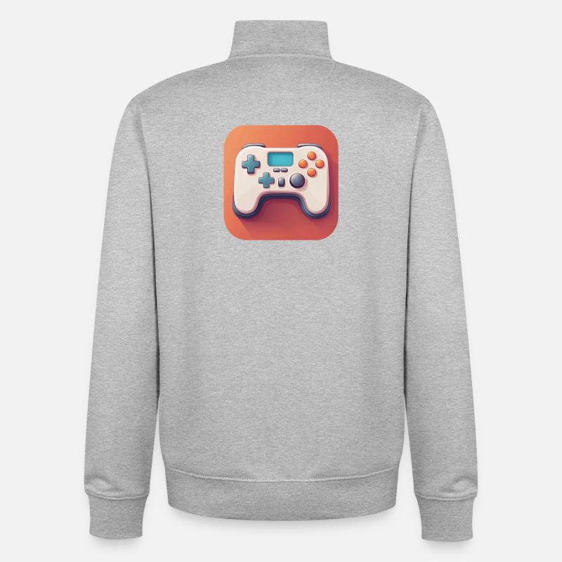 Design manette jeu vidéo - Sweat zippé unisexe en coton bio Stanley/Stella - gris chiné