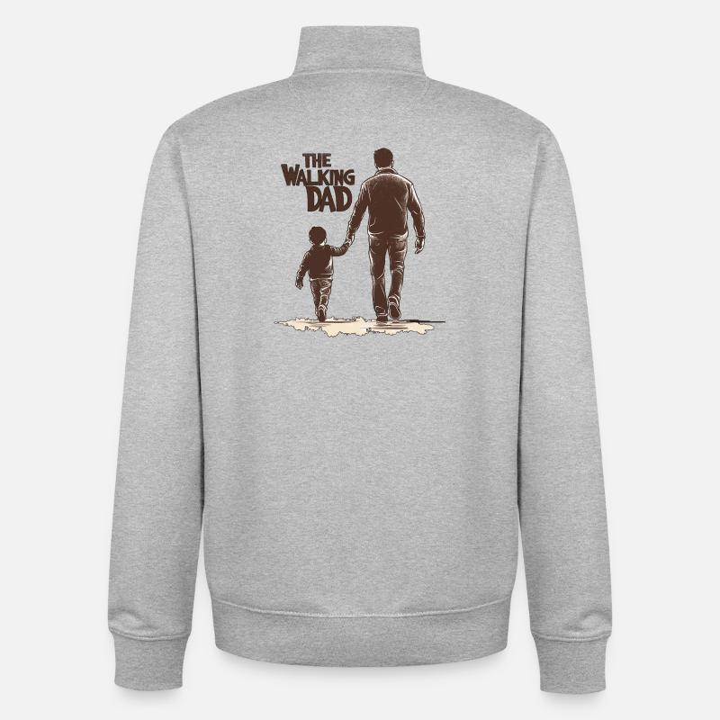 Le papa qui marche - Sweat zippé unisexe en coton bio Stanley/Stella - gris chiné