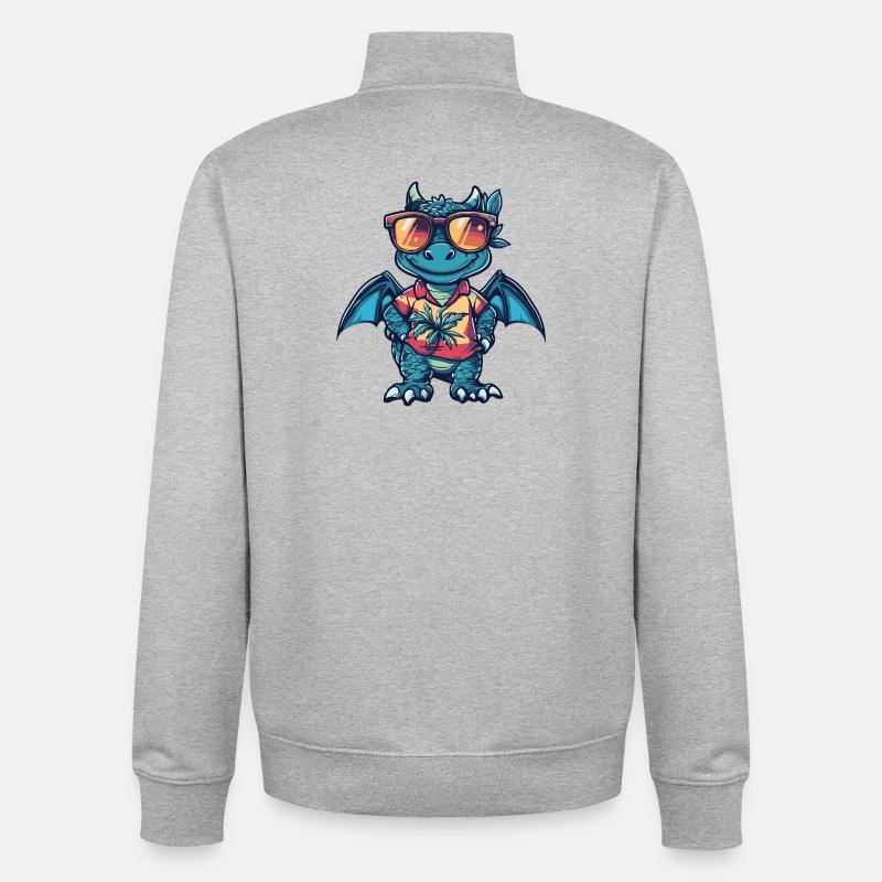 Drache Comic Urlaub - Unisex Organic Zip Sweatshirt von Stanley/Stella - Grau meliert