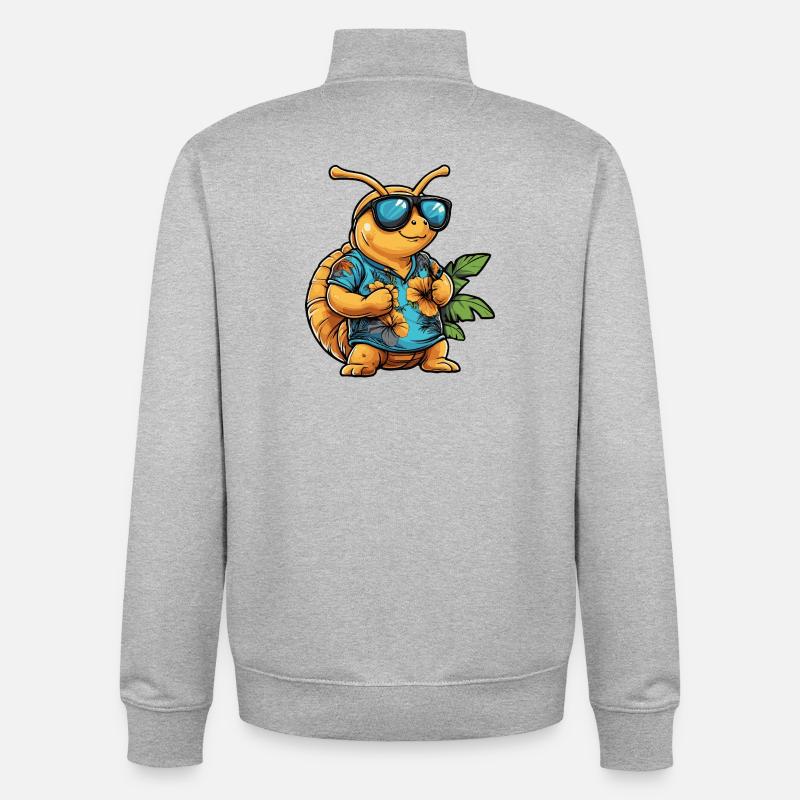 Vacances de la bande dessinée Snail - Sweat zippé unisexe en coton bio Stanley/Stella - gris chiné