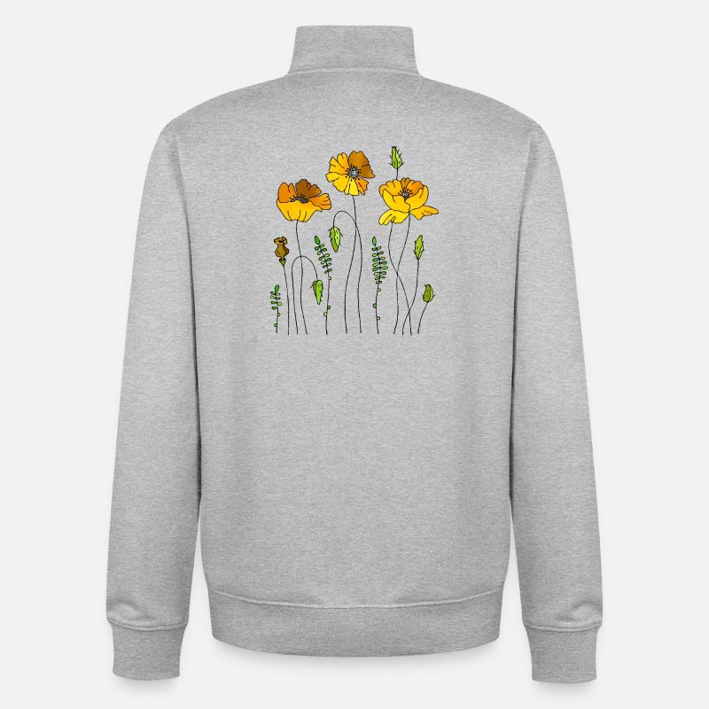 Fleur - Sweat zippé unisexe en coton bio Stanley/Stella - gris chiné