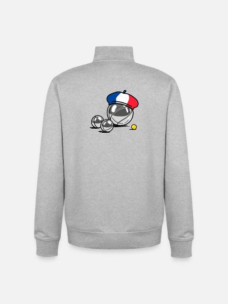 The French Triplette - France pétanque - Unisex Organic Zip Sweatshirt by Stanley/Stella - heather grey