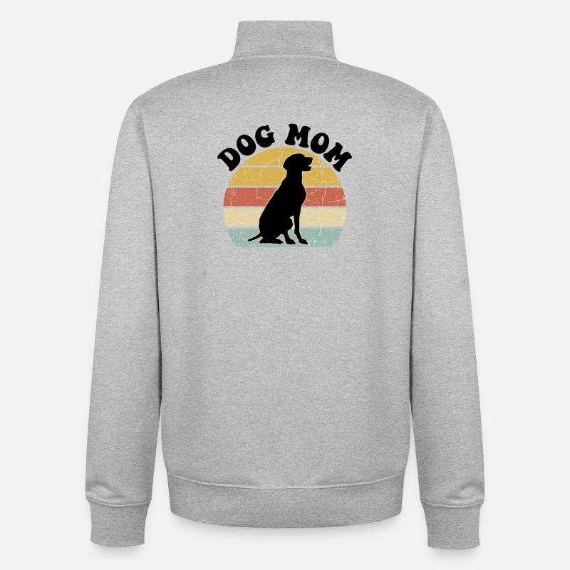 Dog Mom Rétro - Sweat zippé unisexe en coton bio Stanley/Stella - gris chiné