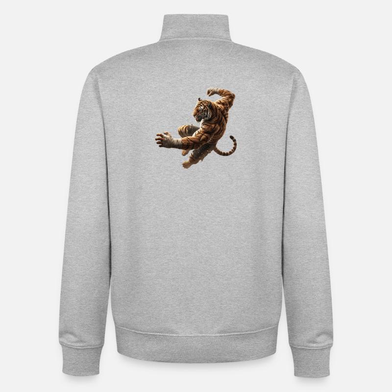 Springender Tiger  - Unisex Organic Zip Sweatshirt von Stanley/Stella - Grau meliert