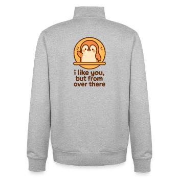 I Like You | Distance Humor - Unisex Organic Zip Sweatshirt by Stanley/Stella - heather grey - Back - AI Model Male 185 light (185cm)