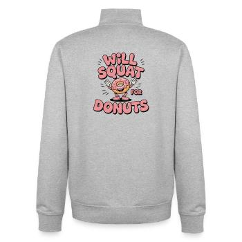 Squats für Donuts | Fitness Humor - Unisex Organic Zip Sweatshirt von Stanley/Stella - Grau meliert - Hinten - AI Model Male 185 light (185cm)