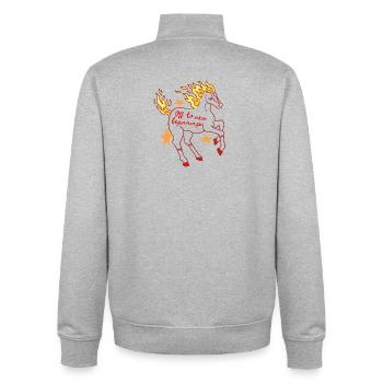 Fiery Horse: Dawn of the New - Unisex Organic Zip Sweatshirt by Stanley/Stella - heather grey - Back - AI Model Male 185 light (185cm)
