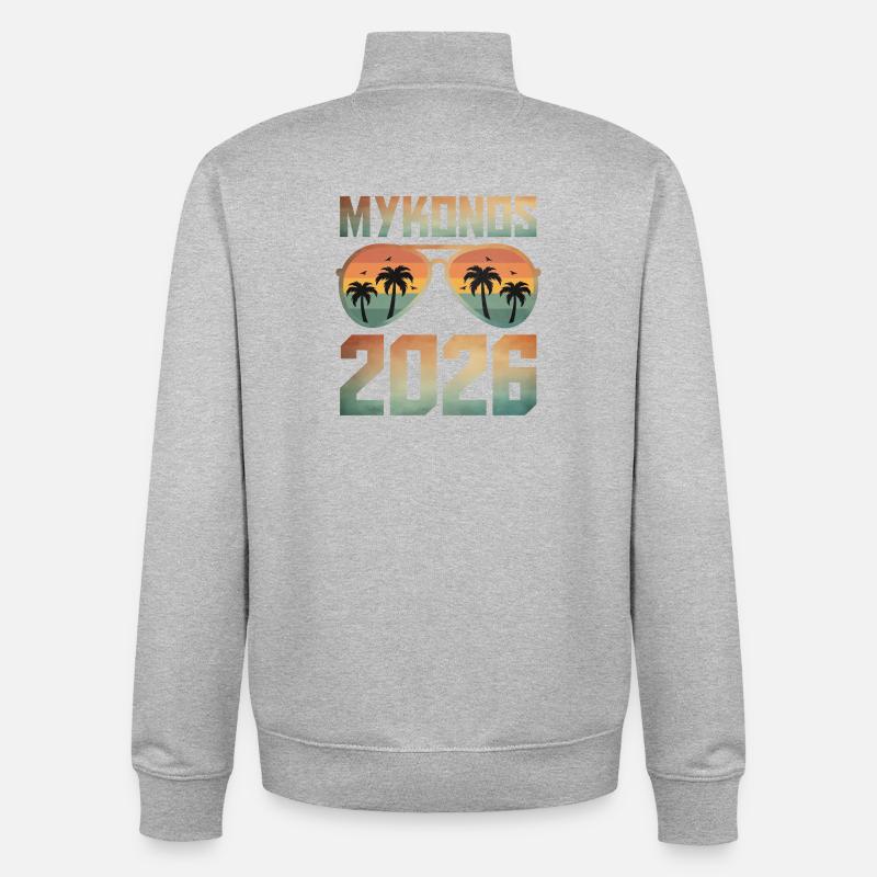 Mykonos 2026 - Sweat zippé unisexe en coton bio Stanley/Stella - gris chiné