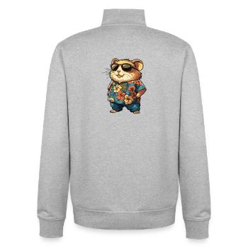 Vacances de la bande dessinée Hamster - Sweat zippé unisexe en coton bio Stanley/Stella - gris chiné - Dos - AI Model Male 185 light (185cm)