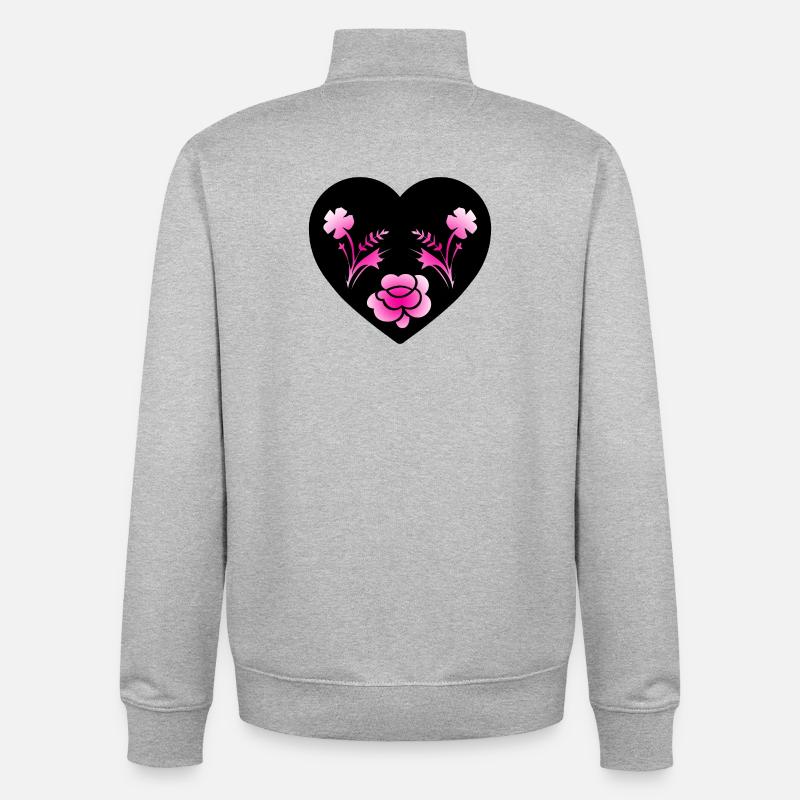 Fleur - Sweat zippé unisexe en coton bio Stanley/Stella - gris chiné