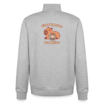 Cute Capybara Giant Hamster But Chiller - Unisex Organic Zip Sweatshirt by Stanley/Stella - heather grey - Back - AI Model Male 185 light (185cm)