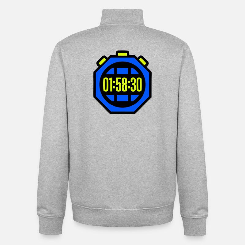 Stopwatch Best Time Half Marathon - Unisex Organic Zip Sweatshirt by Stanley/Stella - heather grey