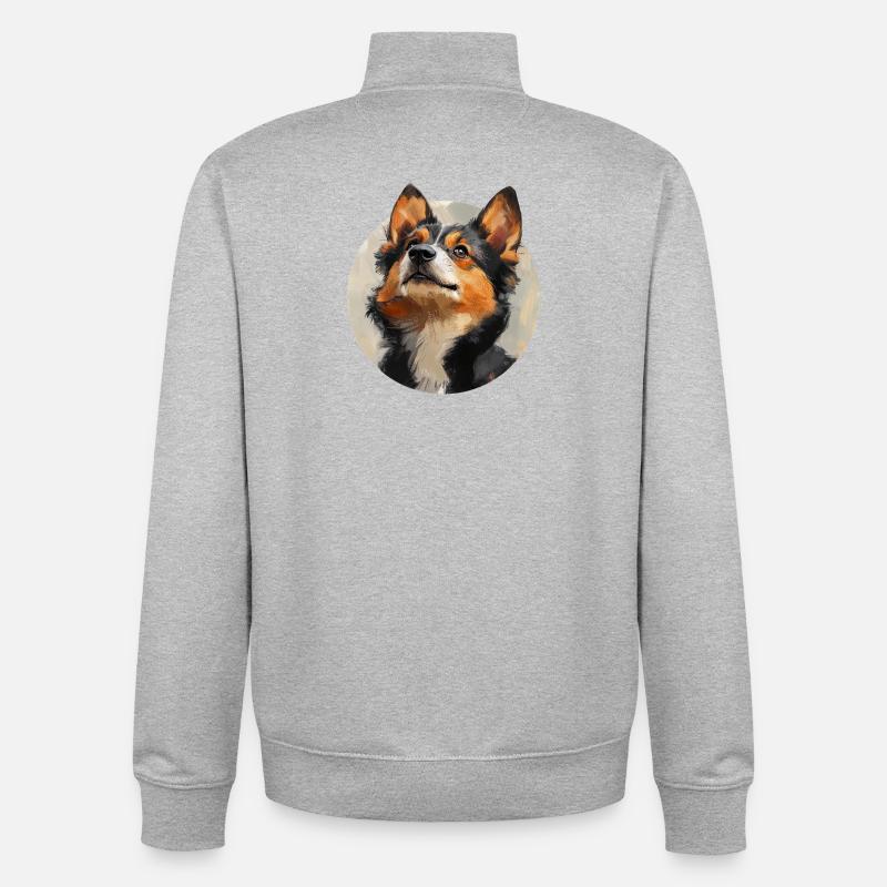 Chien mignon - Sweat zippé unisexe en coton bio Stanley/Stella - gris chiné