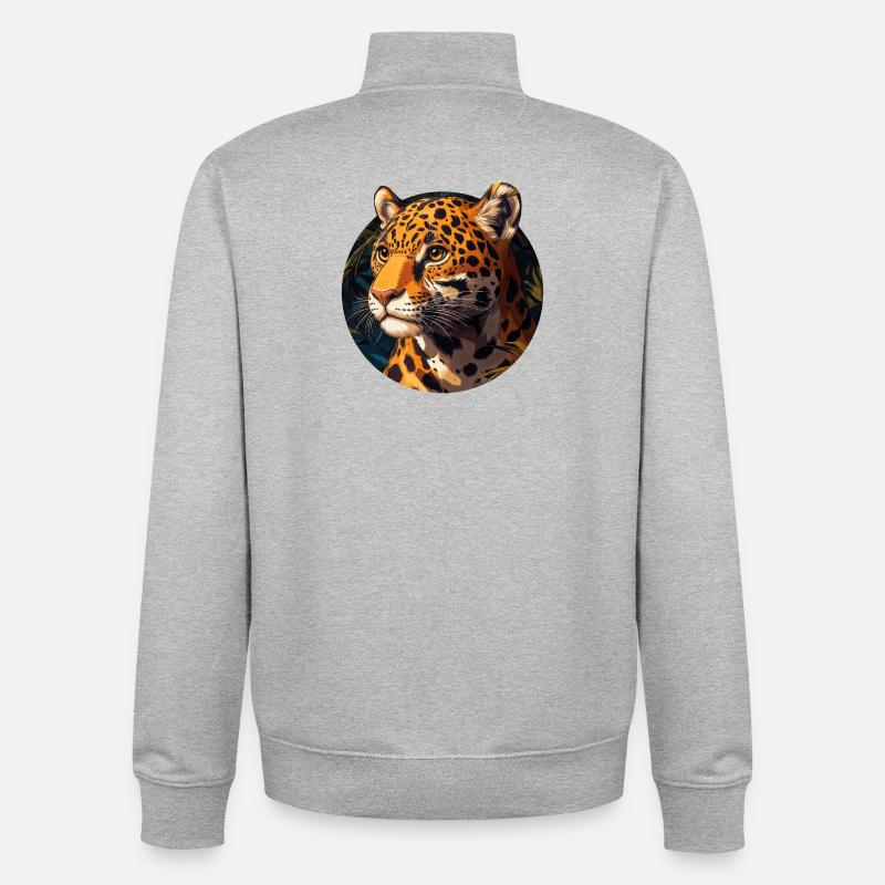 Design de Jaguar - Sweat zippé unisexe en coton bio Stanley/Stella - gris chiné