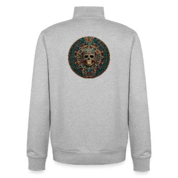 Azteken Kalender Totenkopf - Unisex Organic Zip Sweatshirt von Stanley/Stella - Grau meliert - Hinten - AI Model Male 185 light (185cm)