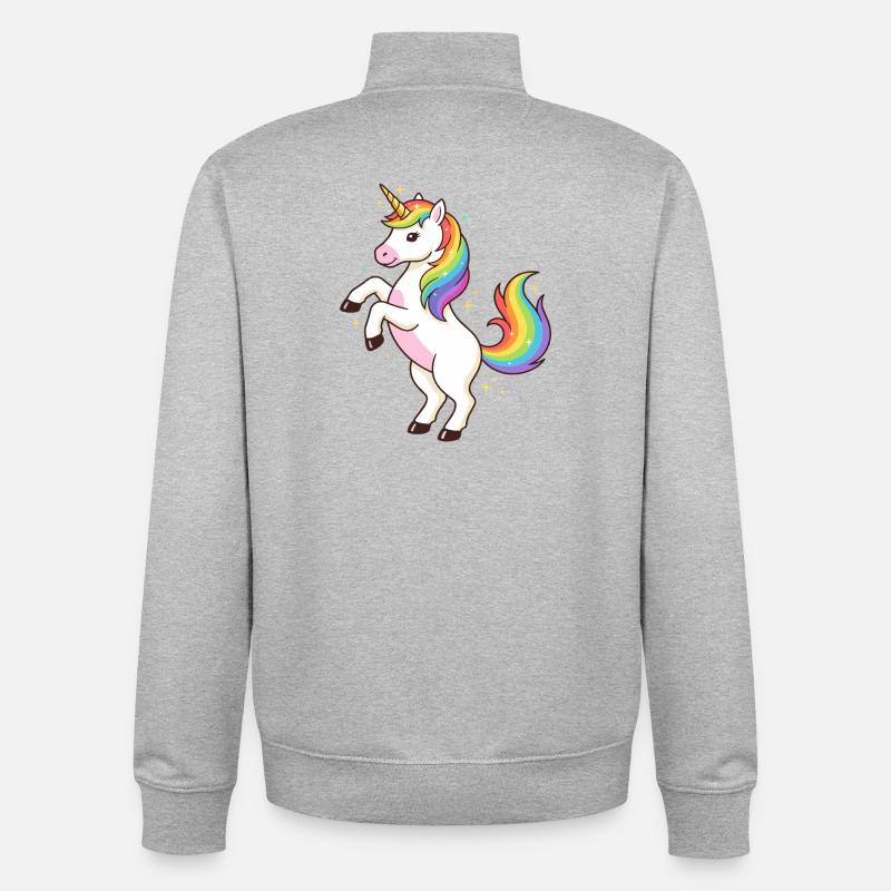 Regenbogen-Einhorn-Funkeln - Unisex Organic Zip Sweatshirt von Stanley/Stella - Grau meliert