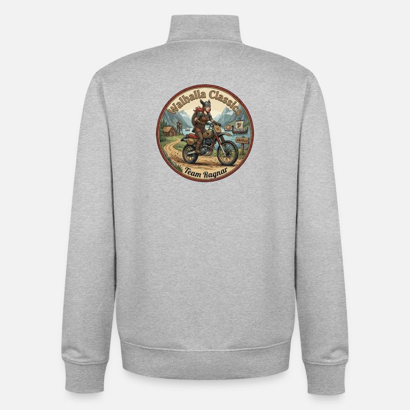 Walhalla Classics - Team Ragnar - Unisex Organic Zip Sweatshirt von Stanley/Stella - Grau meliert