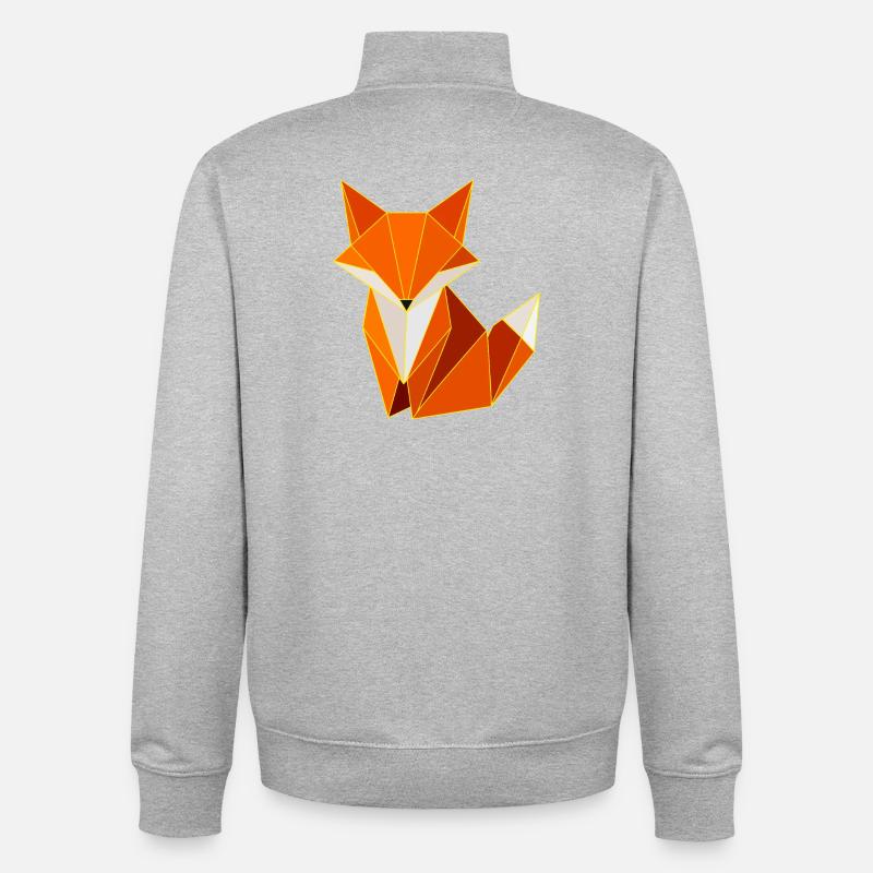 Fox Polygon Geometry Design - Unisex Organic Zip Sweatshirt by Stanley/Stella - heather grey