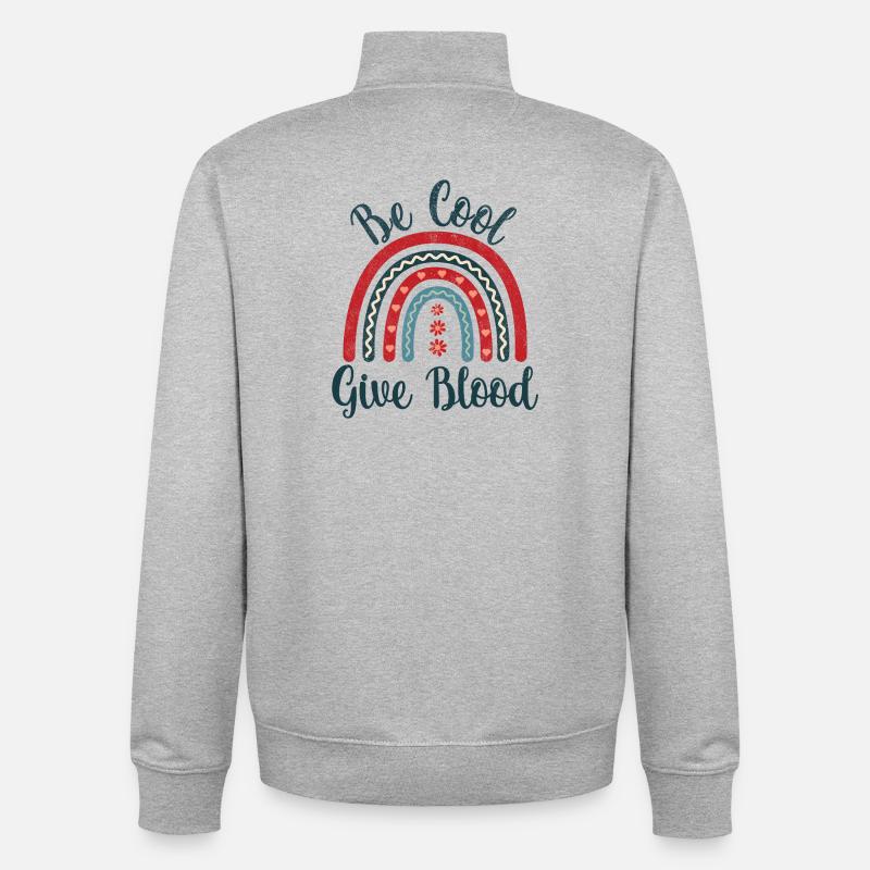 Be cool, give Blood! with rainbow - Unisex Organic Zip Sweatshirt von Stanley/Stella - Grau meliert