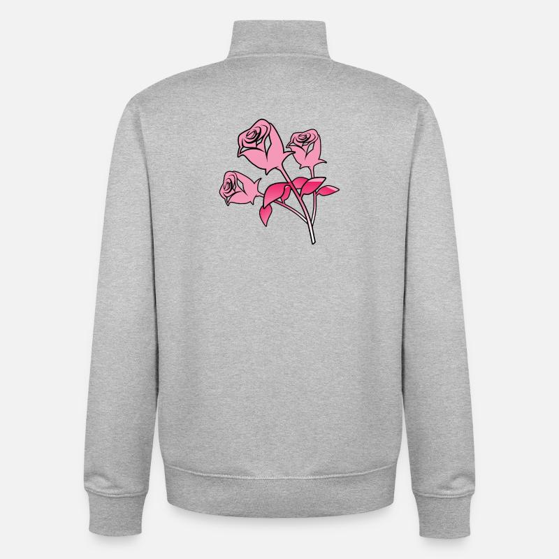 Roses - Sweat zippé unisexe en coton bio Stanley/Stella - gris chiné