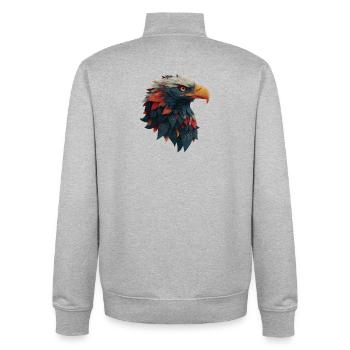 Powerful Eagle Head, Strong, Determined Gift - Unisex Organic Zip Sweatshirt by Stanley/Stella - heather grey - Back - AI Model Male 185 light (185cm)