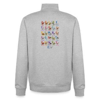 Colorful DinoAlphabet Print - Unisex Organic Zip Sweatshirt by Stanley/Stella - heather grey - Back - AI Model Male 185 light (185cm)